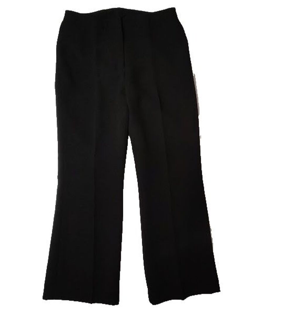 Women's Black Flare Dress Pants 8 Petite No Brand Tag Flat Front 32 X 29 Lined - Picture 1 of 3